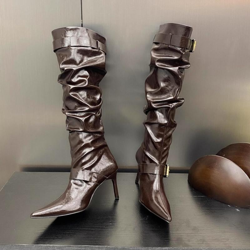 Fashion High Boots Women High Heels Shoes Sexy Pointed Toe Heeled Shoes 2025 Designer New Winter Dress Party Fashion Chelsea Boots Pumps