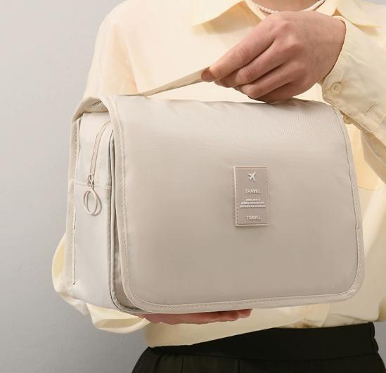 1PC Oxford Fabric White Diagonal Storage Bag, Foldable Hanging Makeup Bag, Travel Toiletry Bag