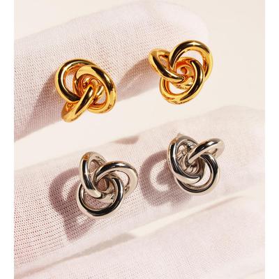 Baoli Three-Ring Knot Design Geometric Hollow Metal Stud Earrings