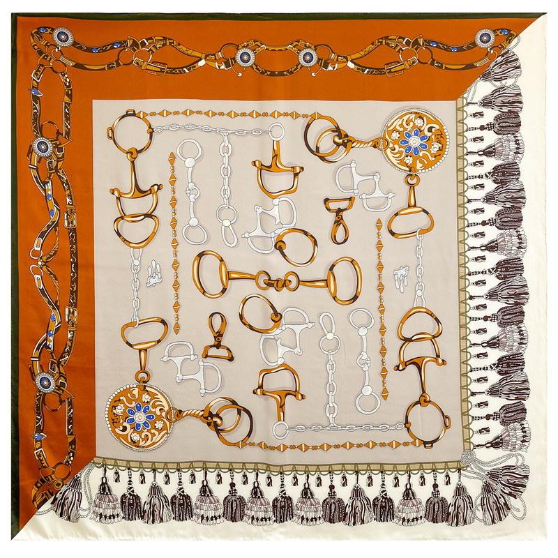 Horseshoe buckle orange coffee color heavy silk plain crepe satin mulberry silk silk scarf 110 large square scarf women s shawl Hangzhou silk 110*110CM
