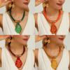 Necklace Resin Geometric Earrings Set Sparkling Big Gems Summer Fashion Style