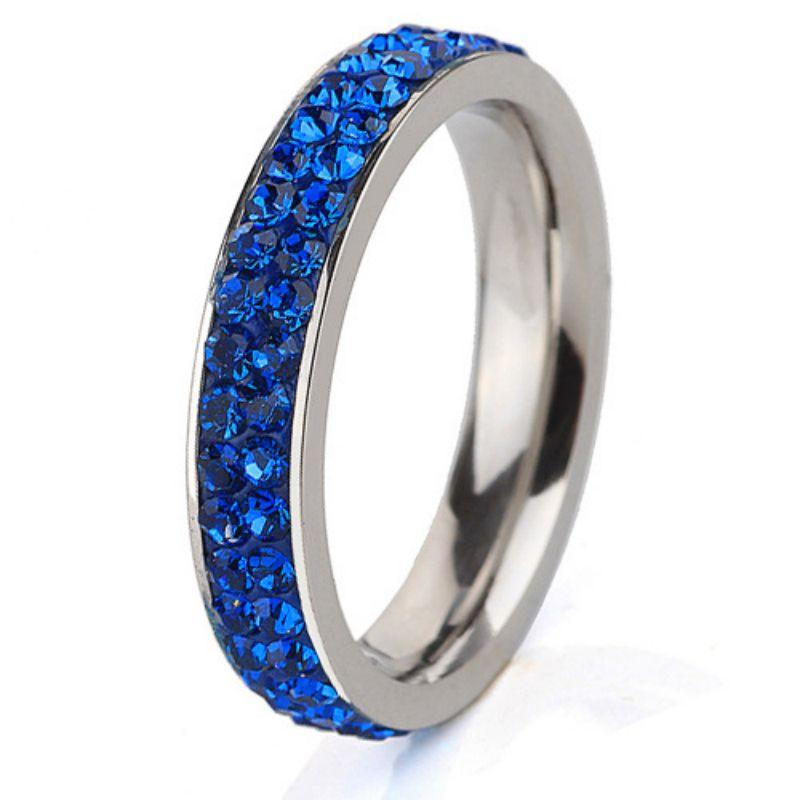 8mm Fashion Zircon Inlaid Gradient Ring for Women Men Stainless Steel Exquisite Ring Jewelry Party Birthday Gift Wholesale