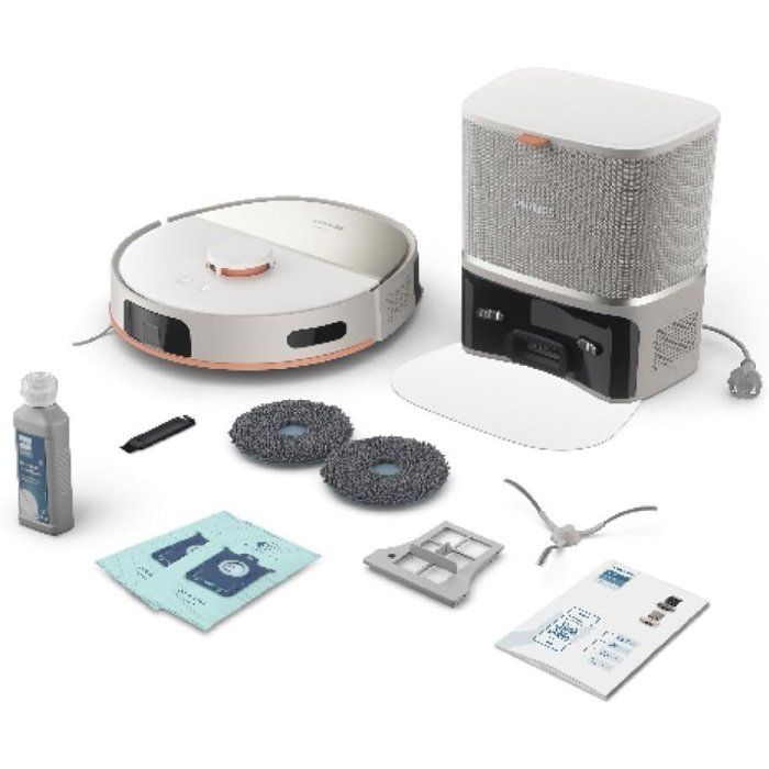 Aspirateur robot laveur avec station - PHILIPS - XU5100/20 - Série 5000 - 10 000 Pa - ≤ 66 dB - Beige