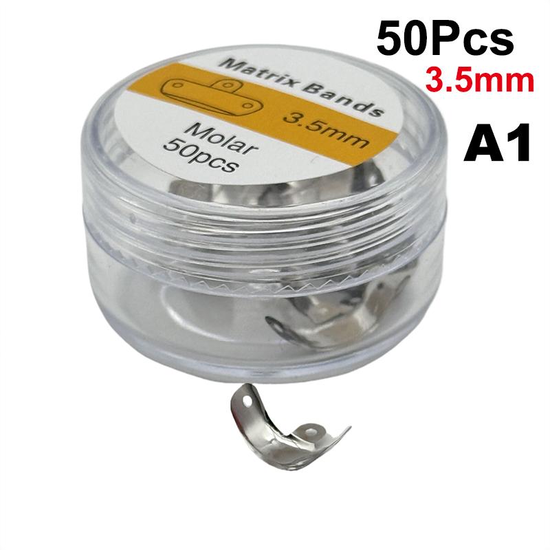 50Pcs/Box Dental Matrix Bands Sectional Metal Matrices Matrix 3.5/4.5/5.5/6.5Mm Size Teeth Replacement Dentist Tools