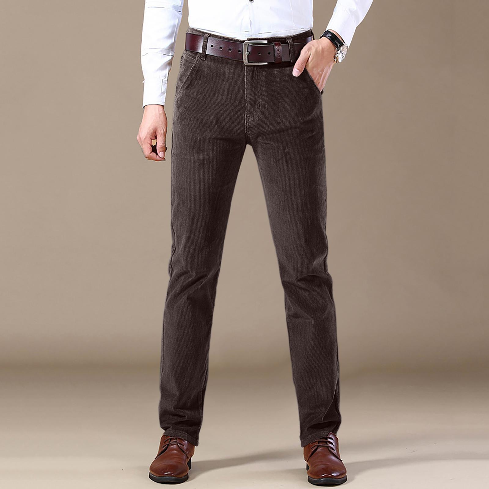 

Мужские вельветовые брюки свободного кроя, эластичные, легкие, дышащие (Обычный) 34 кофейный