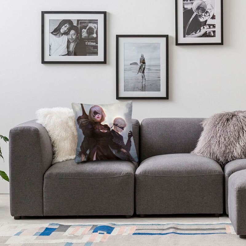 Fashion Anime Cartoon Game Nier Automata Square Throw Pillow Cover Decoration Printing Sexy Girl Yorha Cushion Cover For Car