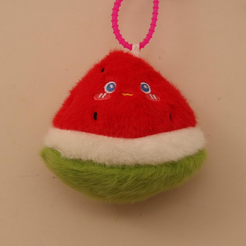 Süßer Frucht-Plüschanhänger Aubergine Wassermelone Schlüsselanhänger Tasche Hängende Dekoration Mini-Banane Gemüse Kinderkleine Puppe 10cm red