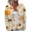 Womens Casual Vintage Floral Print Long Sleeve Cardigan Button Front Lightweight Knit Sweater Jacket