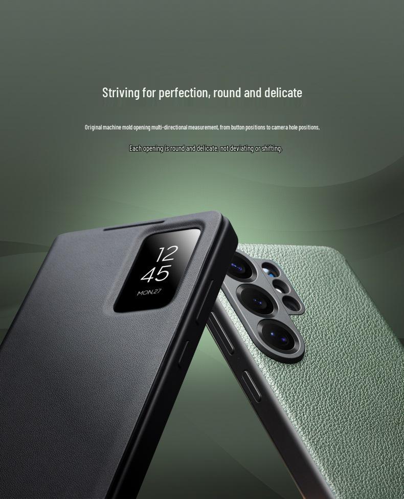Chali Leather Flip Case with Smart Window for Samsung S26 Ultra