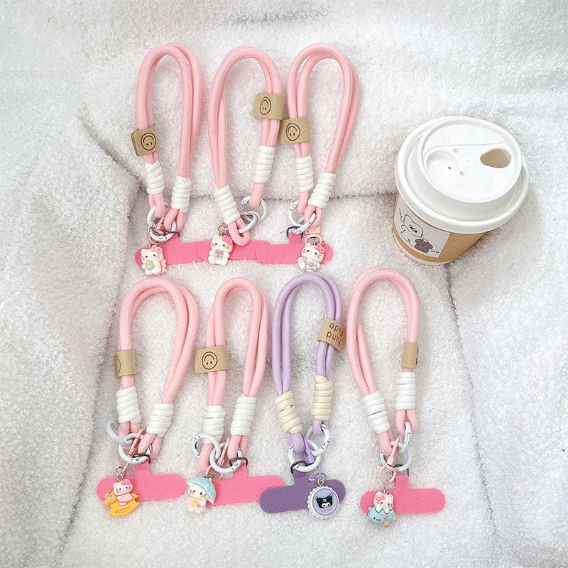 Mobile Phone Lanyard Girl Heart Cartoon Cute Kt Cat Jewelry Portable Rope Woven Rope Short Pendant Female