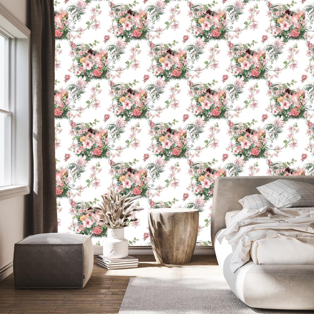 Wallpaper Beautiful bouquets of flowers for the living room and bedroom 50x1000