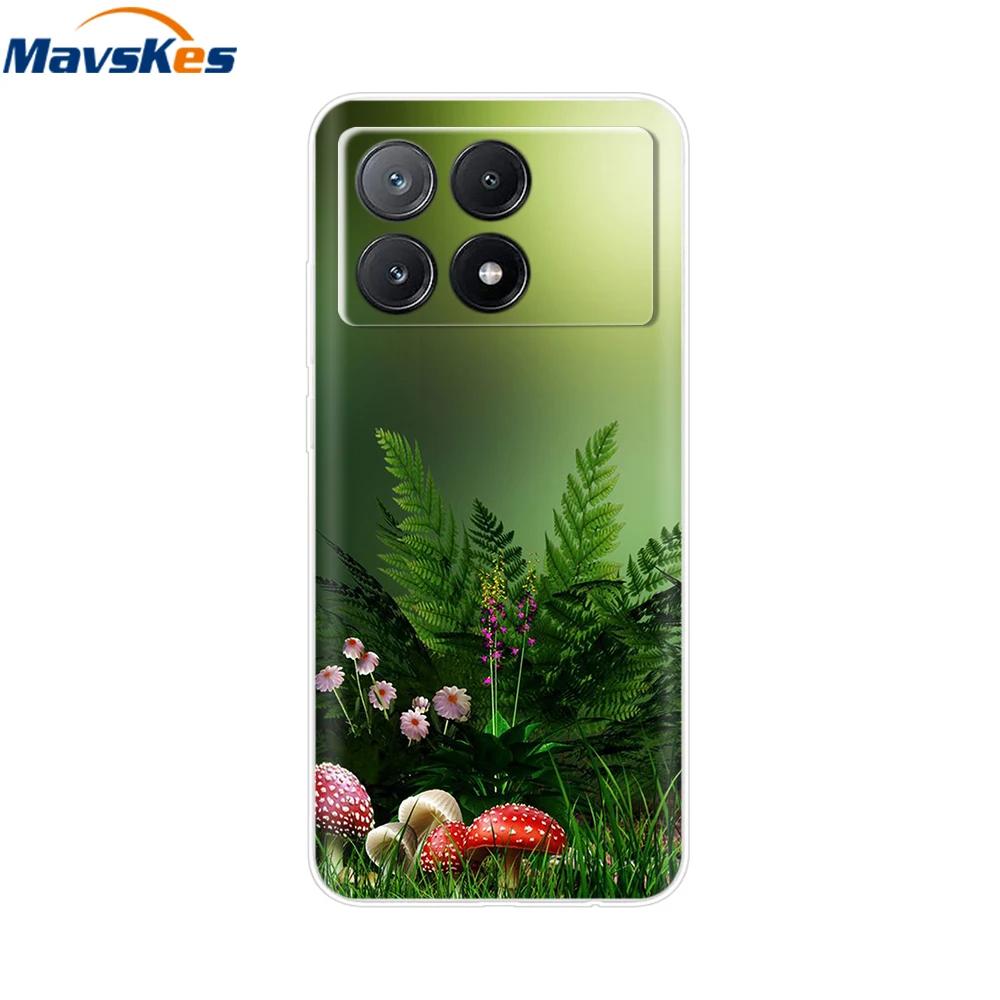 For Xiaomi Poco X6 Pro Case TPU Soft Painted Phone Cases For Xiomi Poco X6 PocoX6 Pro 5G Silicone Cover Flower Fundas Protective