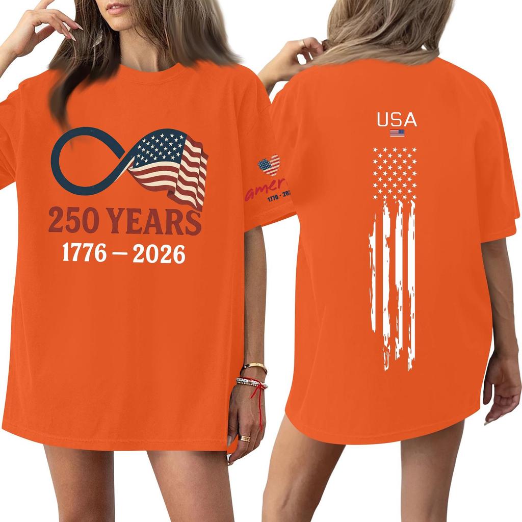 Damski casualowy modny top T-shirt z okrągłym dekoltem, krótkim rękawem i casualowym nadrukiem