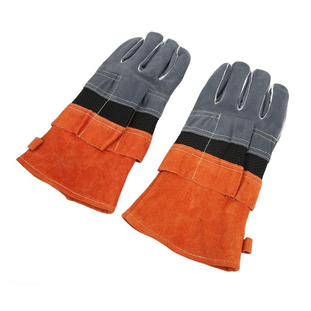 1 Paar Hitzebeständige Handschuhe Feuerfest Flammenhemmend Nicht Verbrühendes Leder für BBQ GrillOrange