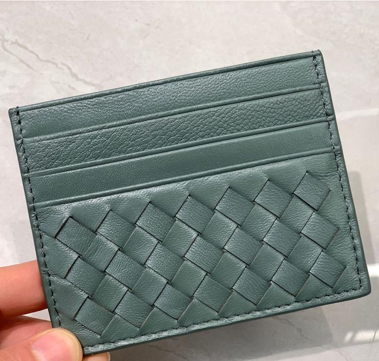 Aus Schaffell gewebter, ultradünner Kartenhalter aus echtem Leder mit mehreren Steckplätzen für den tragbaren Ausweishalter für Herren im Business-Stil, Mini-Kartentasche