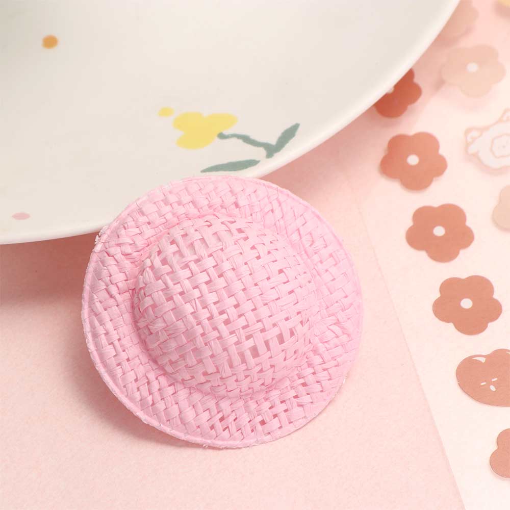 5PCS Handmade Mini Doll Sun Cap Soft Cloth Miniature Straw Hat Toy Doll Straw Hat Children's Toys