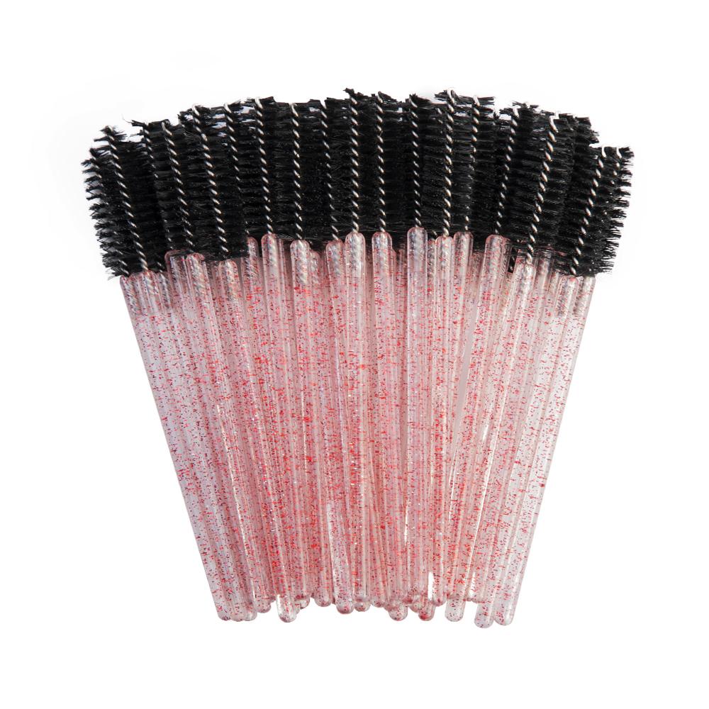 2024 Hot Sale Crystal Shine Eyelashes Mascara Brushes Private Logo Diamond Eyelashes Nylon Fan Brush Make-Up Tool