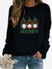 Winter Women's Christmas Printed Round Neck T-shirt Plus Size Casual Long Sleeve Tops Comfortable Sweatshirt