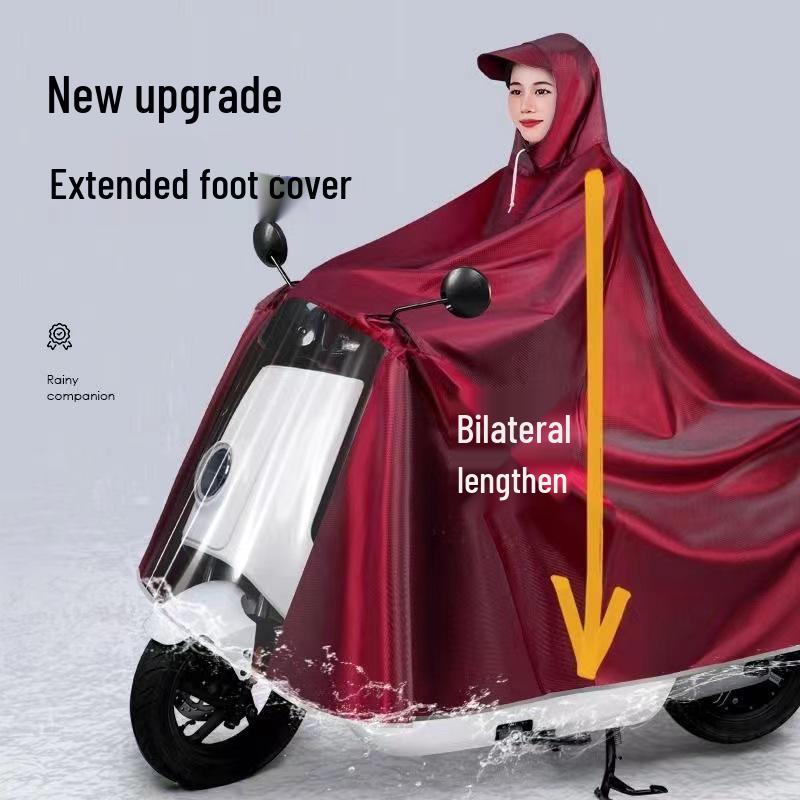 Electric Vehicle Motorcycle Raincoat - Anti-Heavy Rain, Enlarged, Thickened, Jacquard, for Single/Double Person with Leg Cover, Unisex