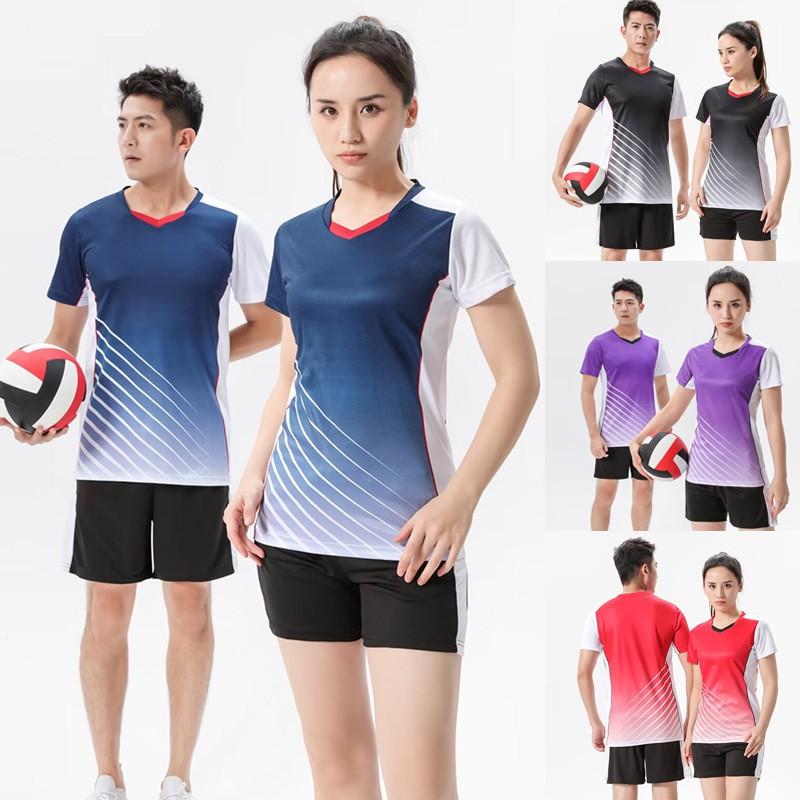 Men Women Short Sleeve Sports Shirts Quick Dry Breathable Volleyball Badminton Tennis Training
