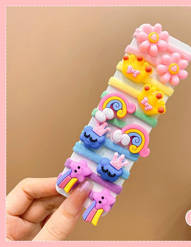 10pcs New Fashion High Elasticity Sweet Cute Baby Hair Rope Girls Hair Accessories Rubber Band for Children Cartoon Hair Band