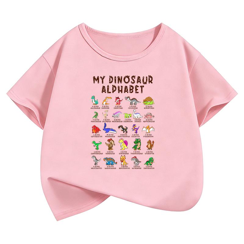 T-Shirt Lustiges Tier Dinosaurier Aufdruck T-Shirt Mädchen Sommer Manga Kurzarm Oberteile T-Shirts Niedliche Jungen Kleidung