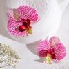 Exquisite Phalaenopsis Orchid Lily Stud Earrings for Women Girls Exaggerated Simulation Flower Earrings Wedding Jewelry Gifts