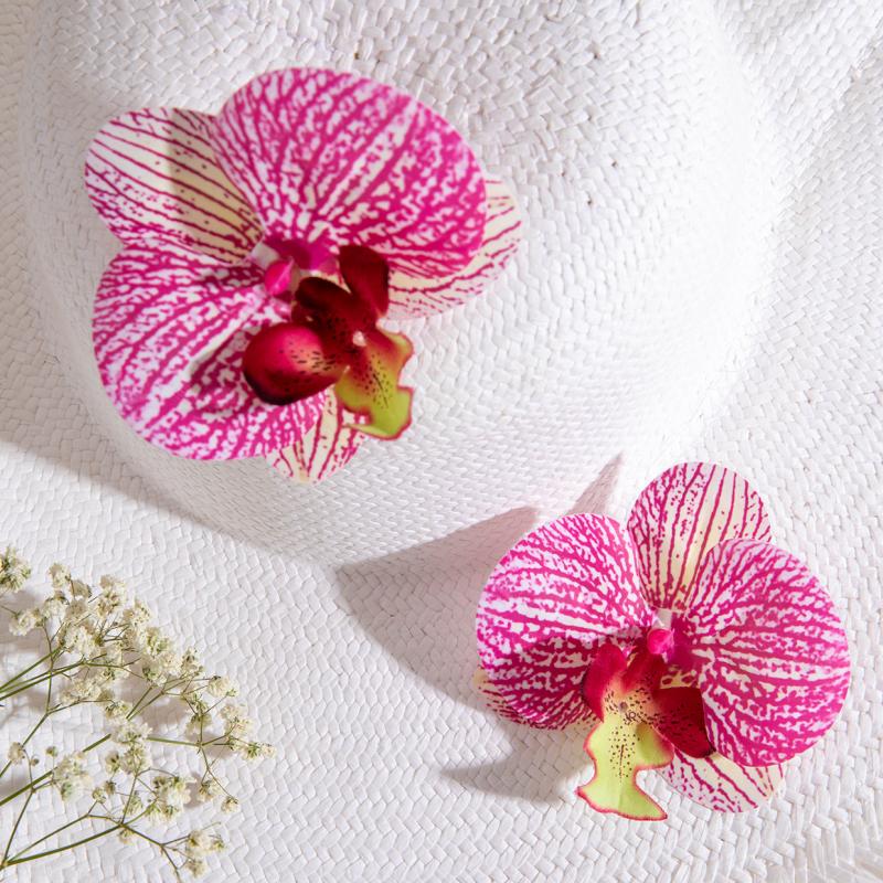 Exquisite Phalaenopsis Orchid Lily Stud Earrings for Women Girls Exaggerated Simulation Flower Earrings Wedding Jewelry Gifts