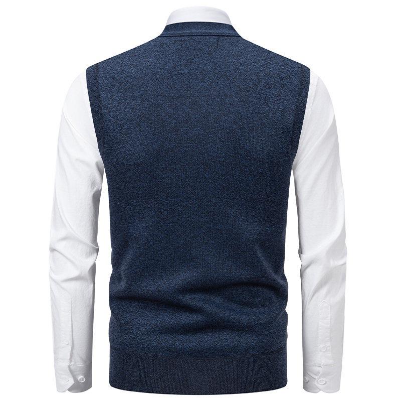 Men's Cardigan Sweater Vest Sleeveless Knit Top Slim Fit Warm Layering for Fall and Winter