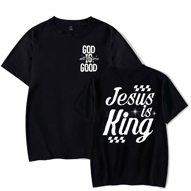 Gift for Christian Tshirt Unisex Women Jesus Is King Graphic Tee Crew Neck Fashion Summer Tops Jesus Religious Faith Based TShirt