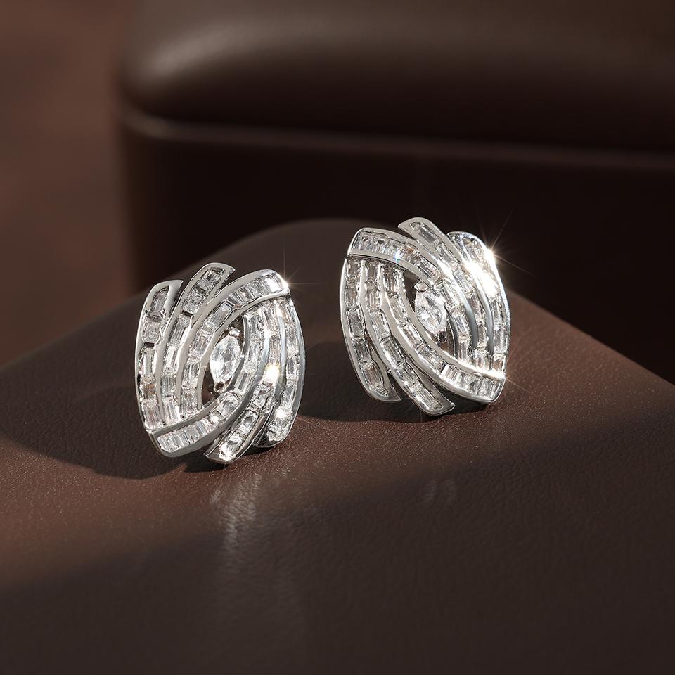 ZAKOL Shiny Geometric Cubic Zirconia Stud Earrings For Women Exquisite Fashion Charm Irregular Design Jewelry Party Gifts