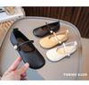 Kinder-Lederschuhe mit weicher Sohle - Britischer Stil, Frühling/Herbst, für Mädchen mit magischen Klettverschlüssen.