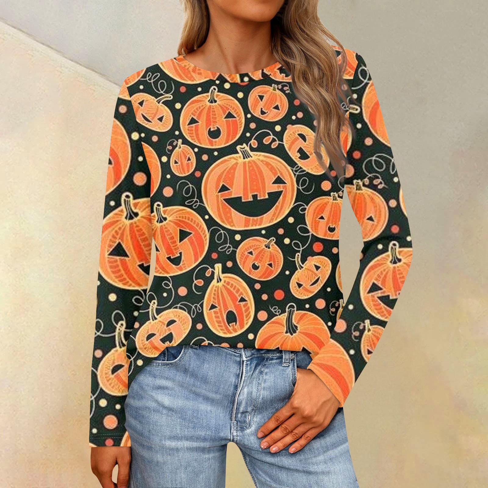 

Женская свободная повседневная повседневная футболка с длинным рукавом и круглым вырезом, сплошной цвет, топ S оранжевый