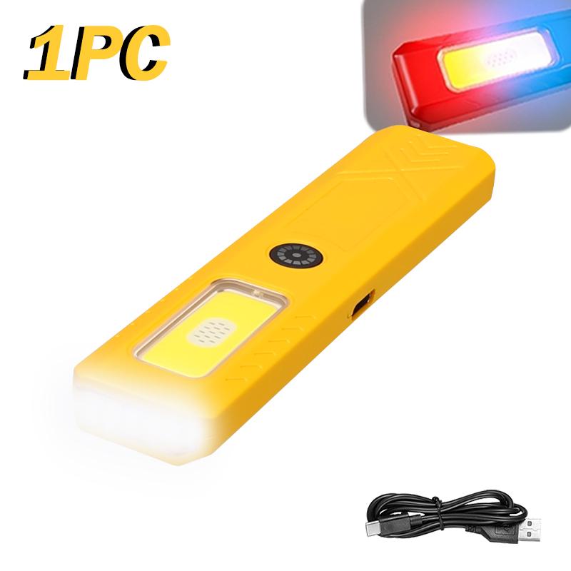Mini Portable LED Handheld Flashlight USB Rechargeable EDC Flashlight with Emergency Red and Blue Lamp Outdoor Pen Clip Headlamp