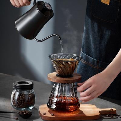 GIANXI Oală de cafea din sticlă, preparată manual, oală cu filtru, ceainic cu filtru, oală pentru partajare, instrument de cafea de uz casnic, ceainic reutilizabil rezistent la căldură