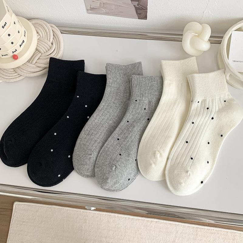 Calzini Estivi da Ragazza Stile Coreano a Pois, Calzini Corti Sottili Versatili per Primavera e Autunno