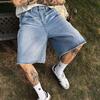 American Retro Washed Cat Whisker Pattern Burr Edge Straight Jeans Men's and Women's High Street Loose Casual Five-point Pants
