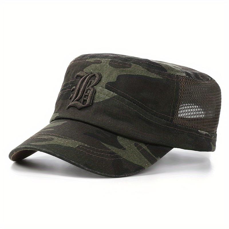 1pc Embroidered Camouflage UV Protection Mesh Breathable Flat Cap, Suitable For Outdoor Activities, For Men Women