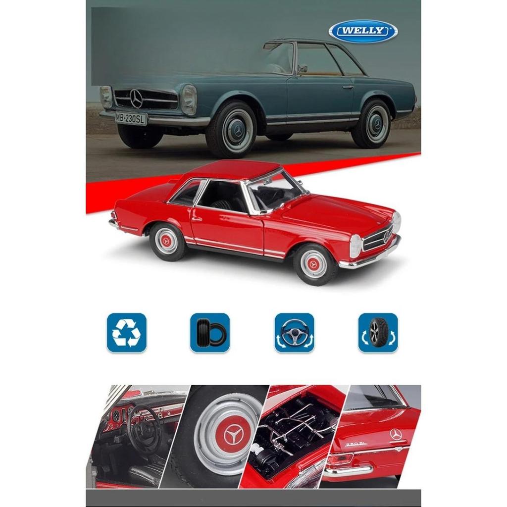 Welly 1/24 Mercedes-Benz 230SL 1963 Alloy Car Model Diecasts & Toy Vehicles Collect Car Toy Boy Birthday Gifts