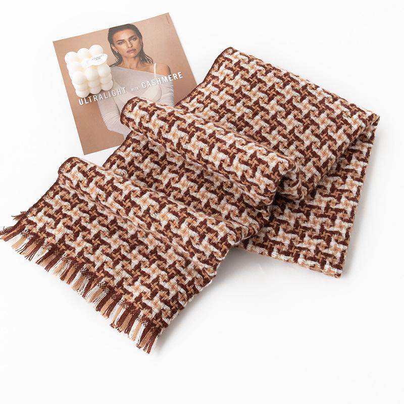Autumn and Winter New Thickened Plaid Sheep Wool Cashmere Feel Scarf Female Couple Fashion Scarf