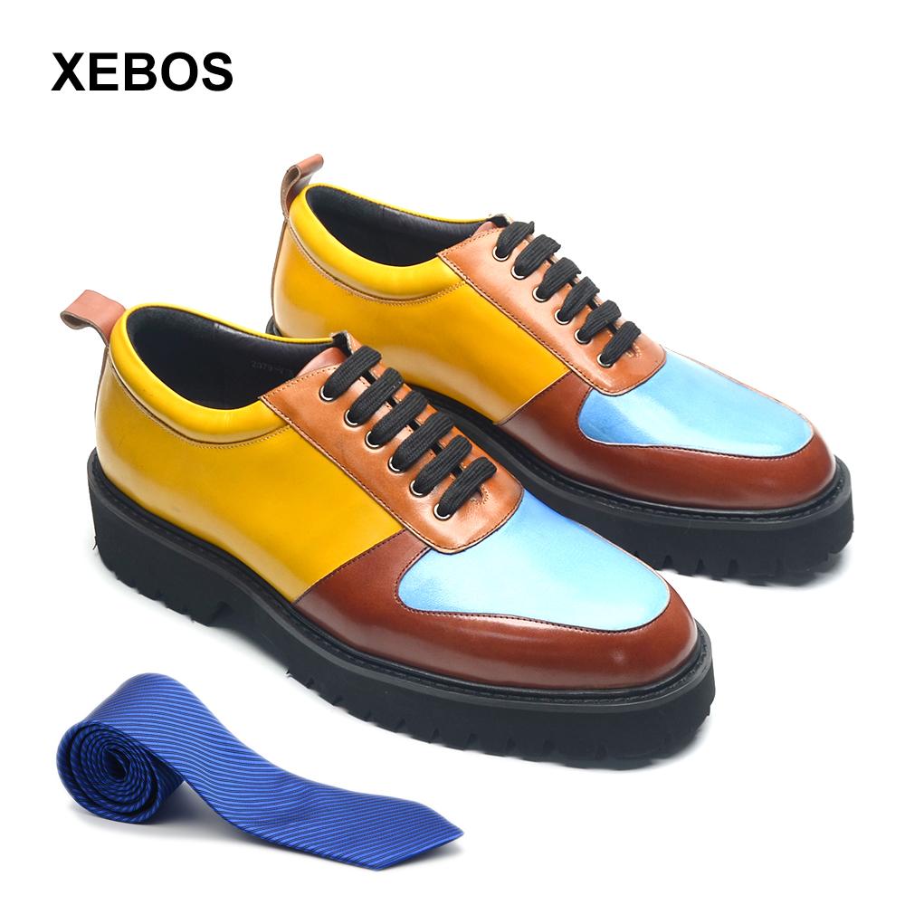 

Soft Chunky Sole Mens Elevator Casual Shoes Genuine Leather Height Increasing Oxford Sneakers Fashion Colorblock Shoes for Men 46