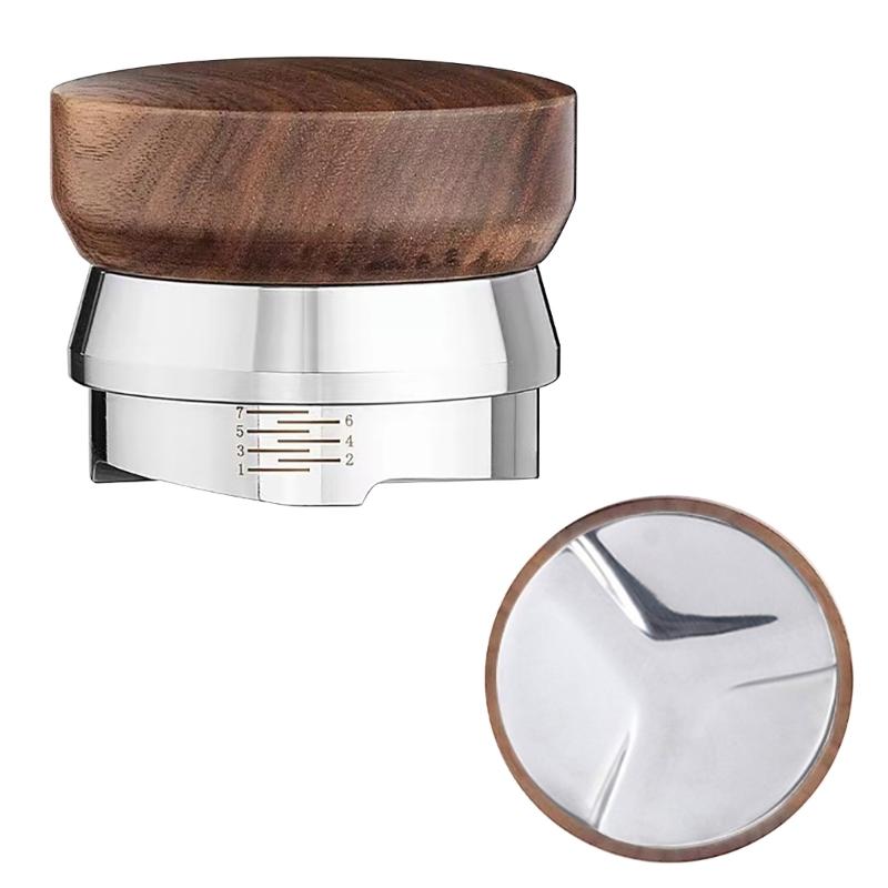 

Professional 53MM Espresso Coffee Leveler Stainless Steel Construction Ergonomic Rosewood Grip Coffee Distributor Tool 1