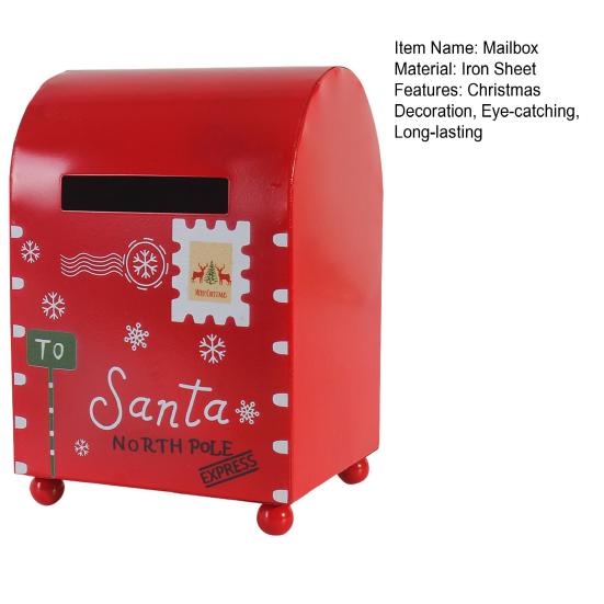Christmas Letterbox Letters To Santa Metal Mailbox Christmas Decorative Red Mailbox for Home Indoor Outdoor Front Door Decoration Holiday Party