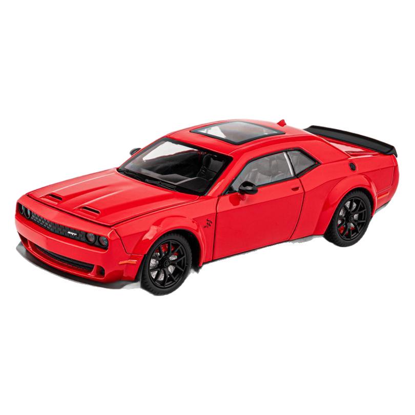 1:24 Hellcat Challenger Alloy Sports Car Model with Sound, Light, Pull-Back, and Openable Doors.