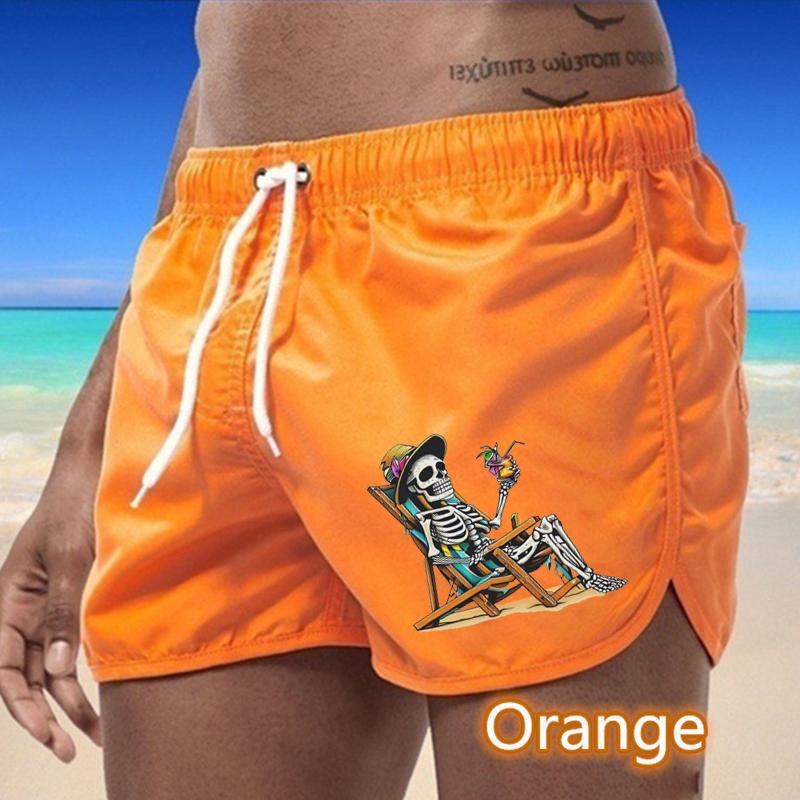 

72 Summer Men s Quick-Drying Swim Trunks Printing Sports Pants Swimwear Beach Shorts Jogging Shorts S оранжевый