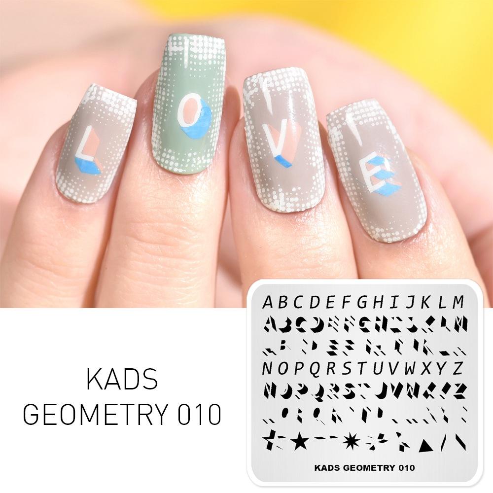

KADS Geometry 010 Пластины для штамповки ногтей для дизайна ногтей, штампы для маникюра, шаблоны для печати букв, геометрия