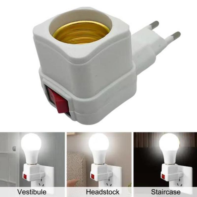 E27 EU Plug Lamp Light Holder Base Socket Converter Adapter with Control Switch