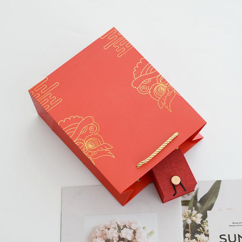 Retro Chinese Red New Year Valentine Gift Bag - Candy Box Paper Handbag Souvenir