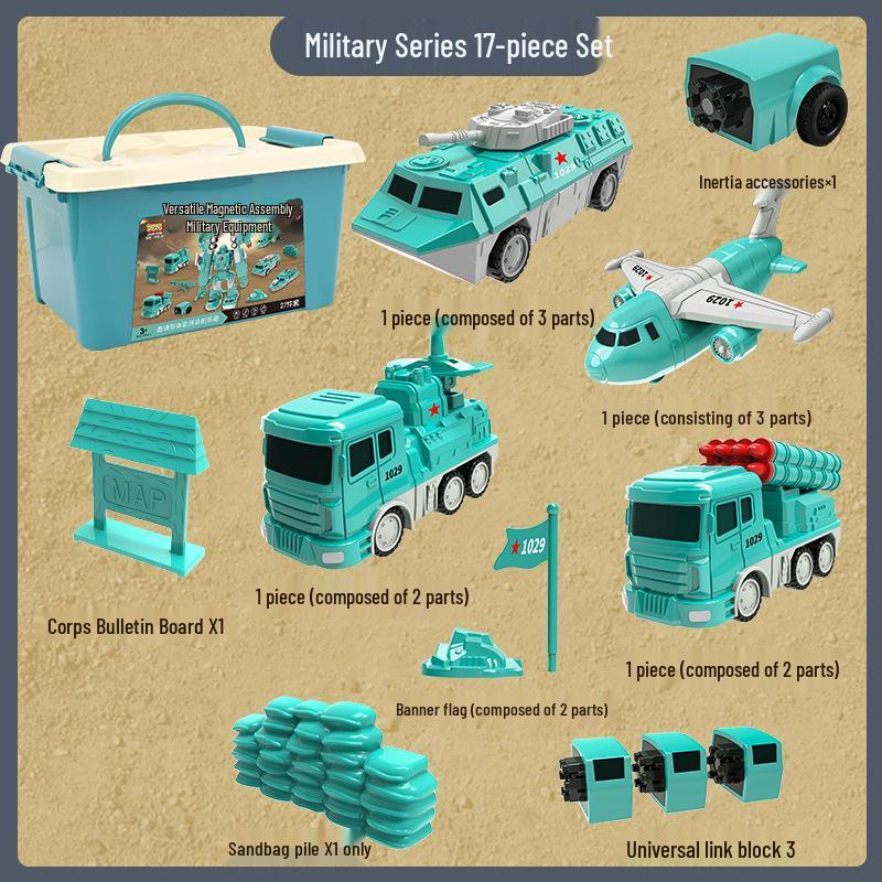 Kids' Magnetic Engineering Vehicle Transformer Set - Educational Parent-Child Toy