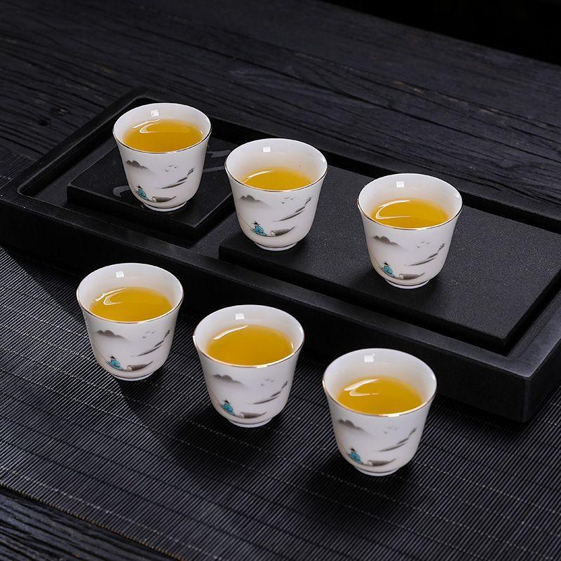 Suet jade teacup white porcelain tea drinking small cup ceramic single cup tea tasting cup 1 pack Dehua hospitality new Chinese style